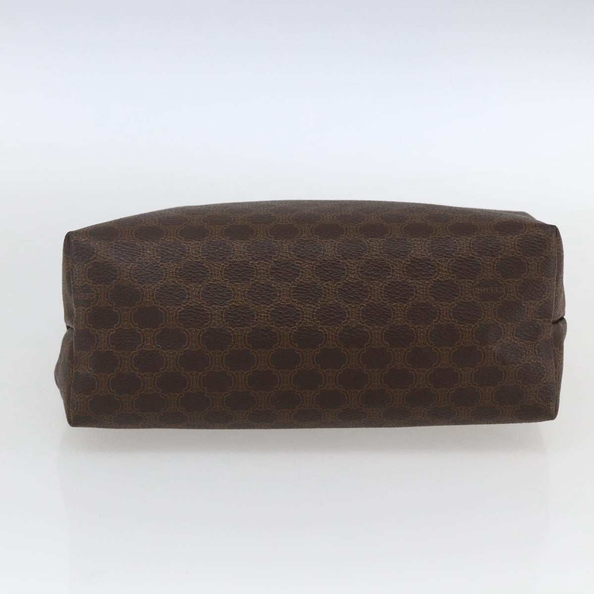 CELINE Macadam Canvas Clutch Bag PVC Leather Brown Gold Auth 164466