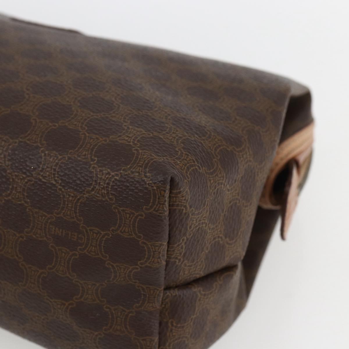 CELINE Macadam Canvas Clutch Bag PVC Leather Brown Gold Auth 164466