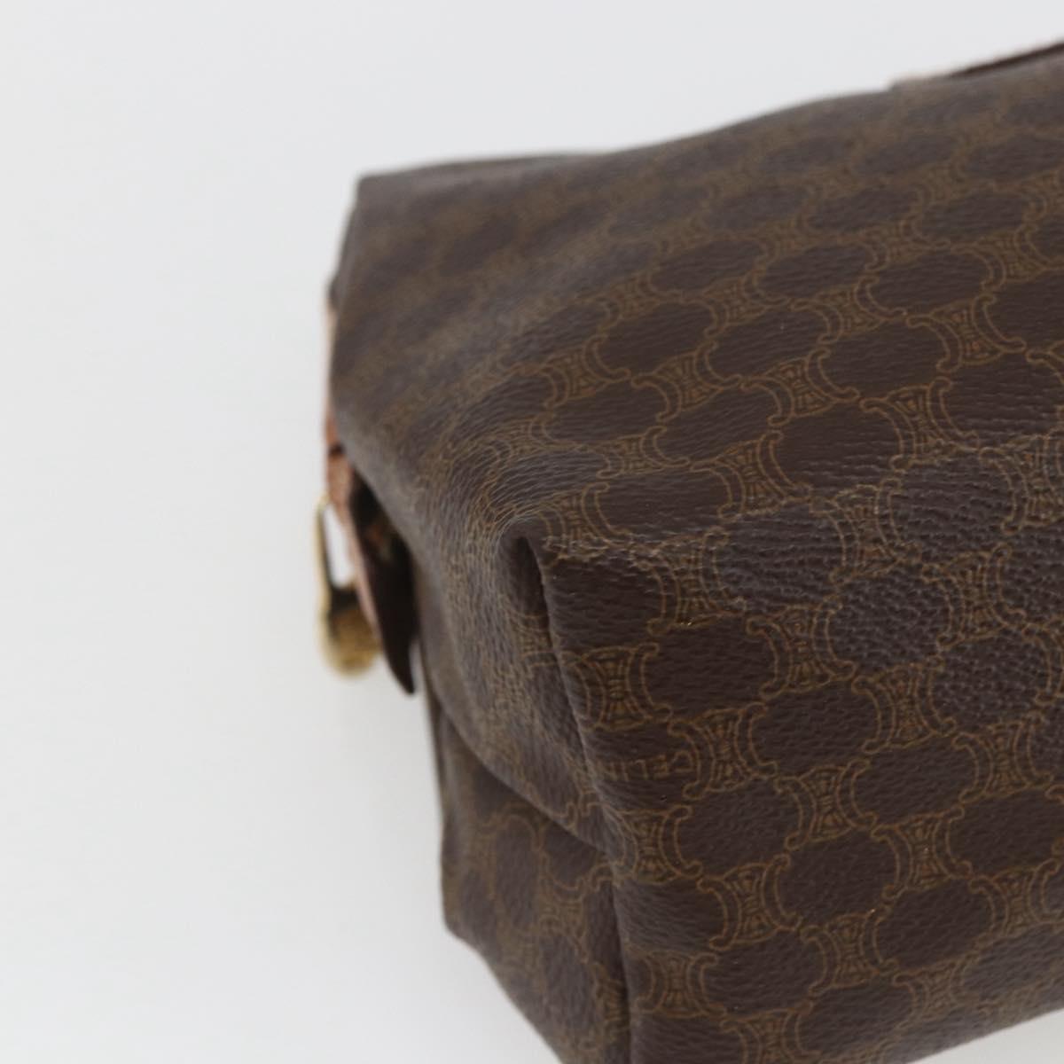CELINE Macadam Canvas Clutch Bag PVC Leather Brown Gold Auth 164466