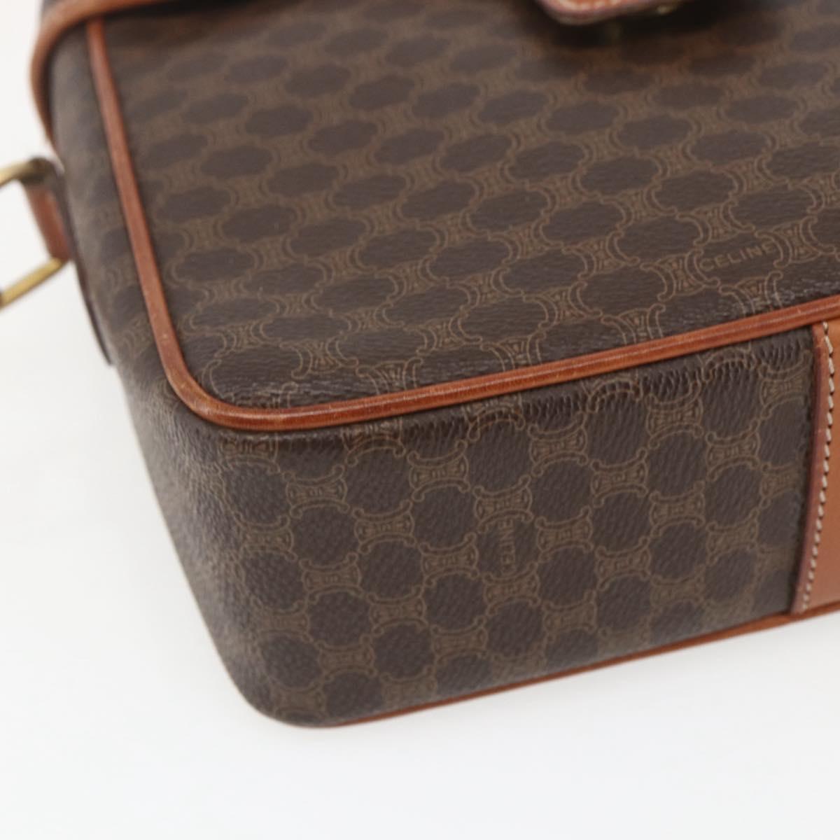 CELINE Macadam Canvas Shoulder Bag PVC Leather Brown Gold Auth 164467