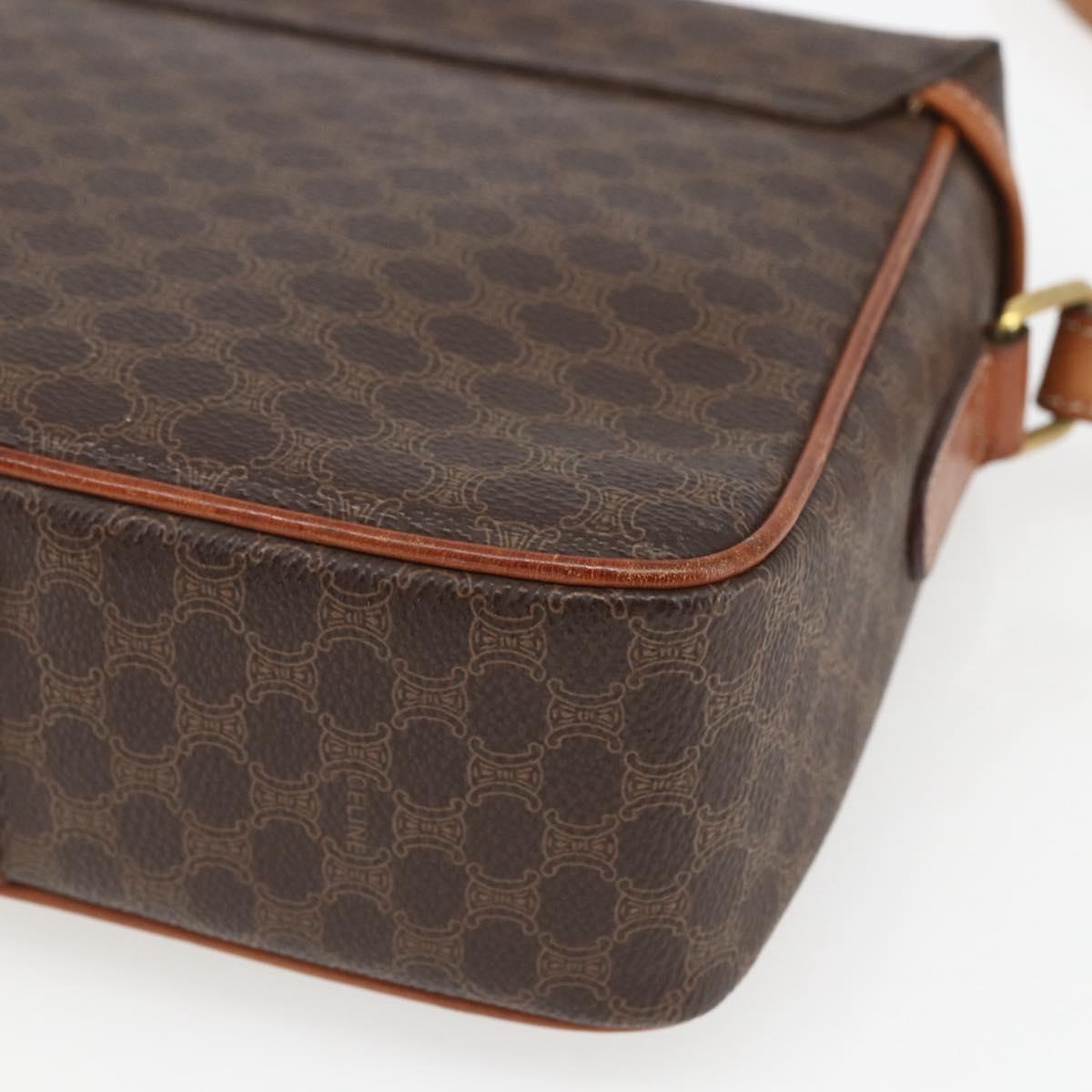 CELINE Macadam Canvas Shoulder Bag PVC Leather Brown Gold Auth 164467