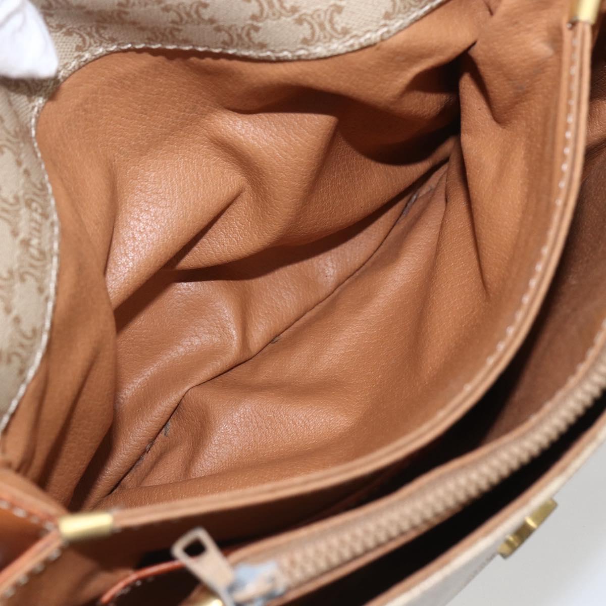 CELINE Macadam Canvas Shoulder Bag PVC Beige Gold Auth 164469