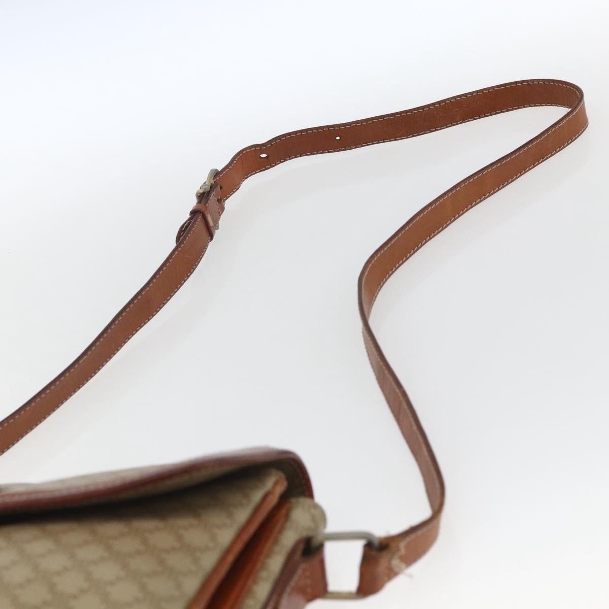 CELINE Macadam Canvas Shoulder Bag PVC Beige Gold Auth 164469