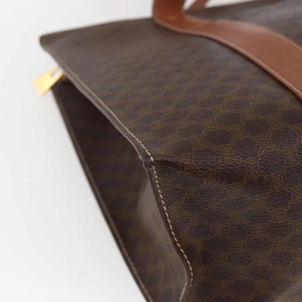 CELINE Macadam Canvas Tote Bag PVC Beige Gold Auth 164471