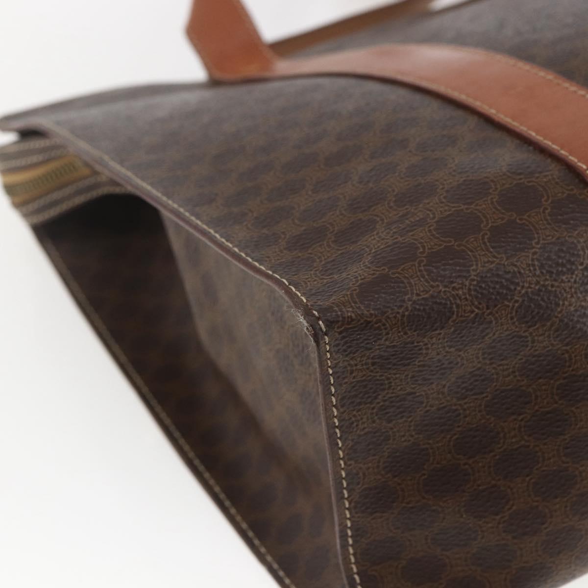 CELINE Macadam Canvas Tote Bag PVC Beige Gold Auth 164471