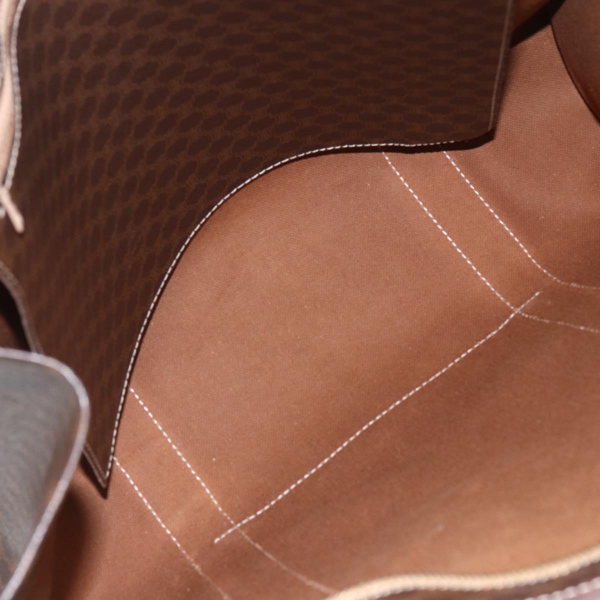 CELINE Macadam Canvas Tote Bag PVC Beige Gold Auth 164471