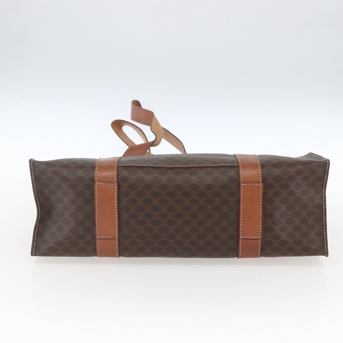 CELINE Macadam Canvas Tote Bag PVC Beige Gold Auth 164471