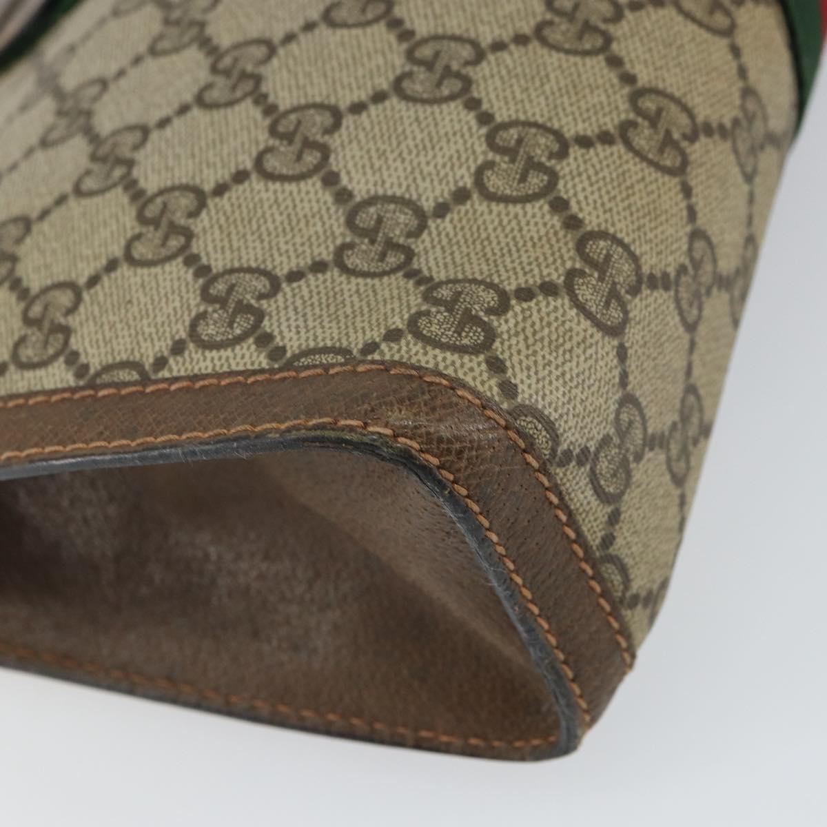 GUCCI GG Supreme Web Sherry Line Clutch Bag PVC Beige Gold 89 01 002 Auth 164472