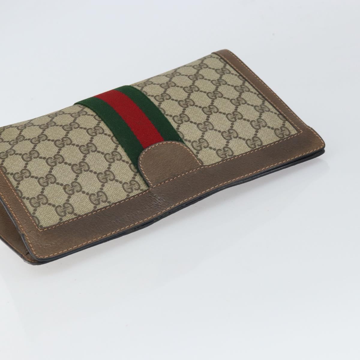 GUCCI GG Supreme Web Sherry Line Clutch Bag PVC Beige Gold 89 01 002 Auth 164472