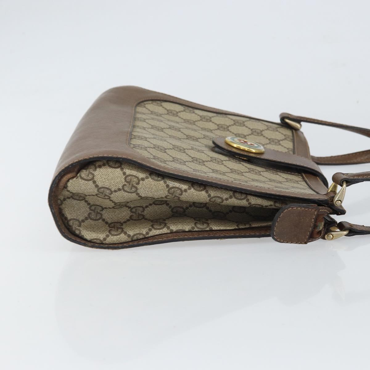 GUCCI GG Supreme Shoulder Bag PVC Beige Gold Auth 164473
