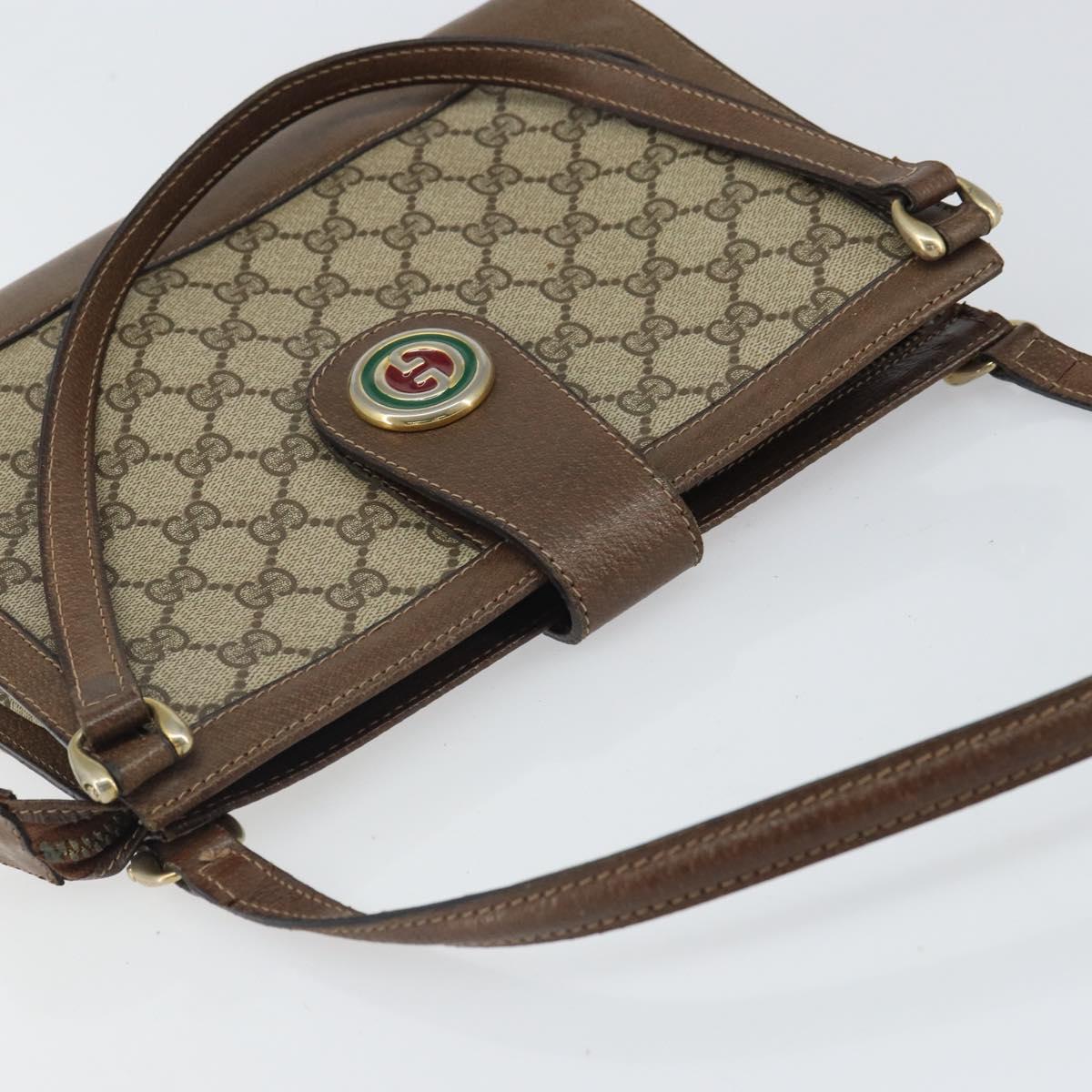 GUCCI GG Supreme Shoulder Bag PVC Beige Gold Auth 164473