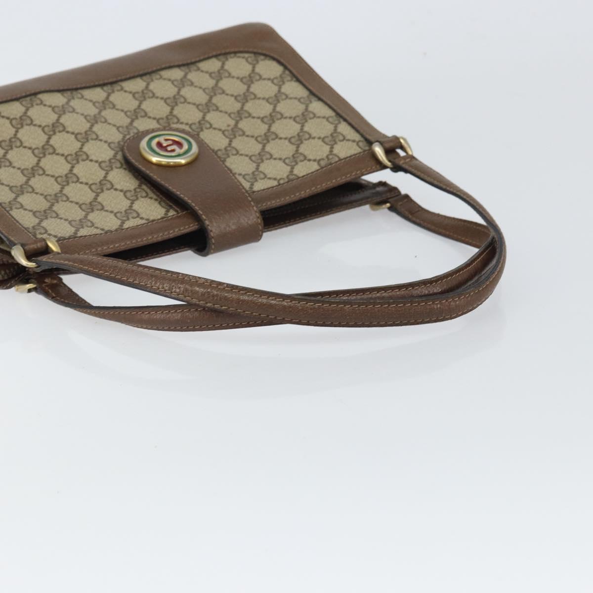 GUCCI GG Supreme Shoulder Bag PVC Beige Gold Auth 164473