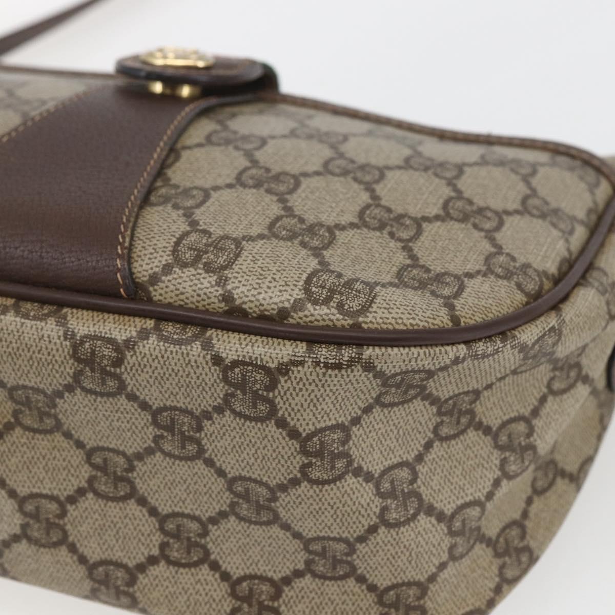 GUCCI GG Supreme Web Sherry Line Bag PVC Beige Gold 89 02 032 Auth 164474