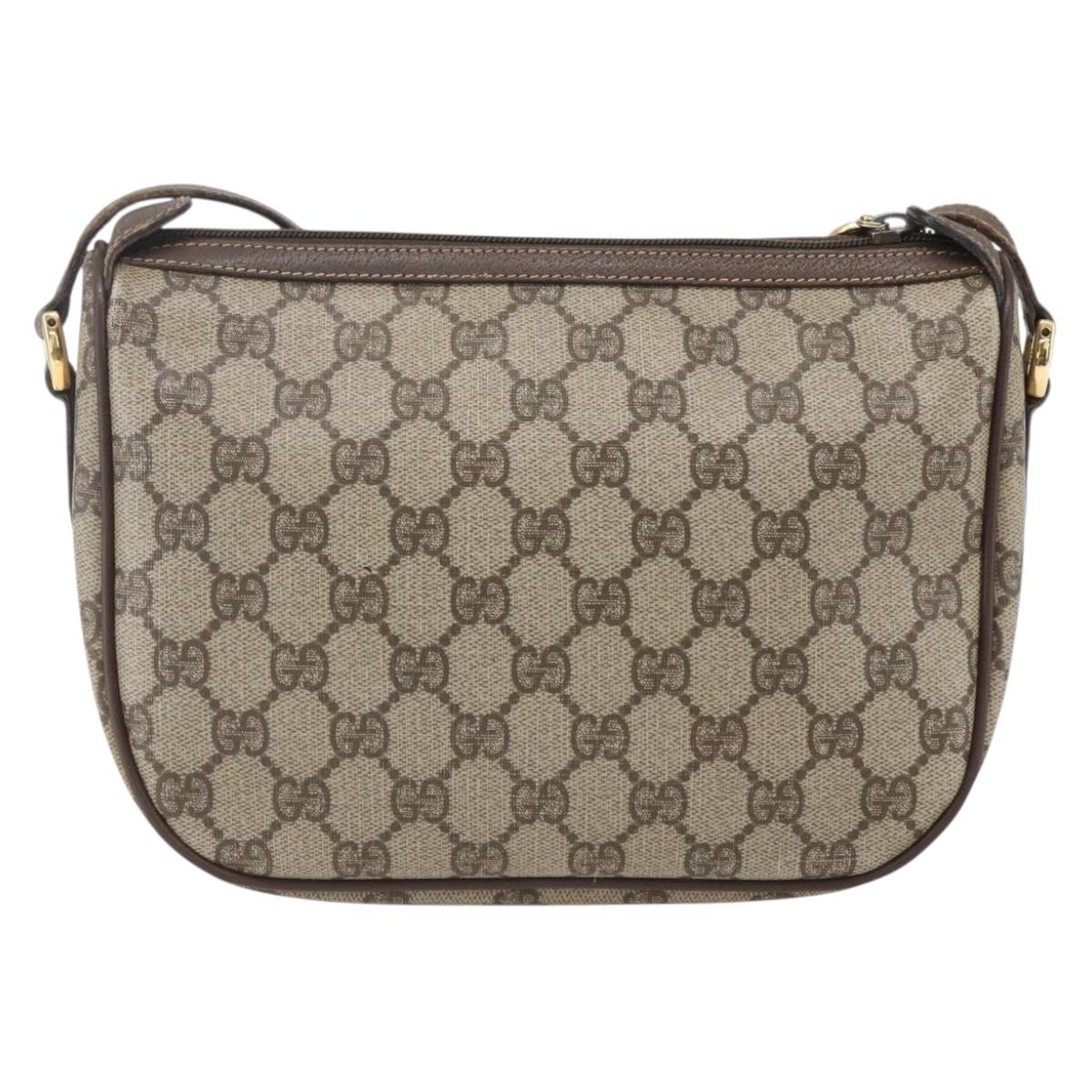GUCCI GG Supreme Web Sherry Line Bag PVC Beige Gold 89 02 032 Auth 164474