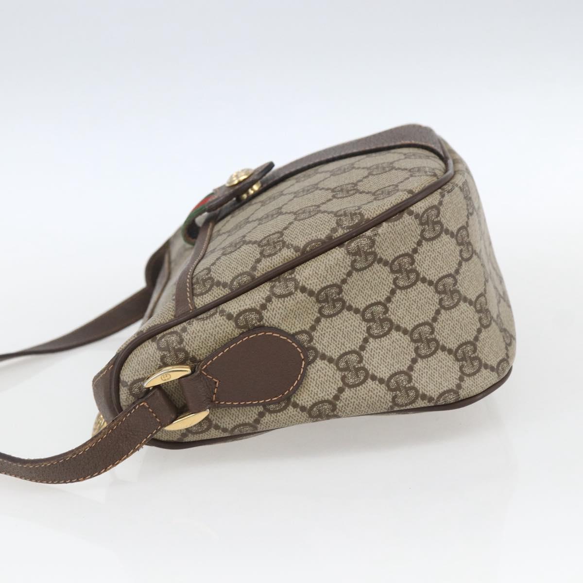 GUCCI GG Supreme Web Sherry Line Bag PVC Beige Gold 89 02 032 Auth 164474