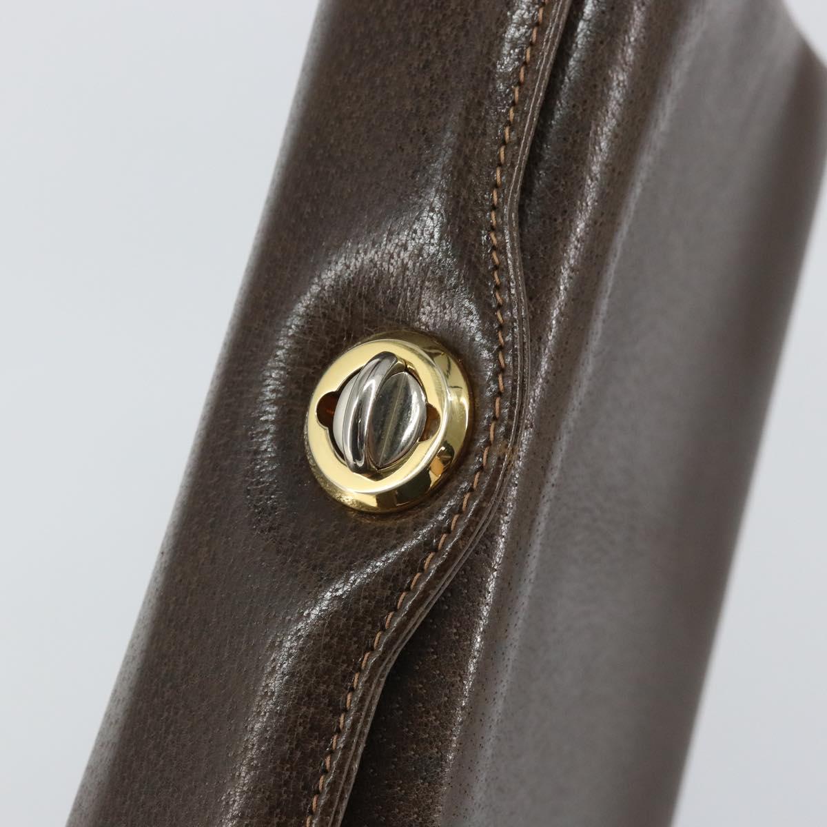 GUCCI Hand Bag Leather Brown Gold 001 085 1368 Auth 164477