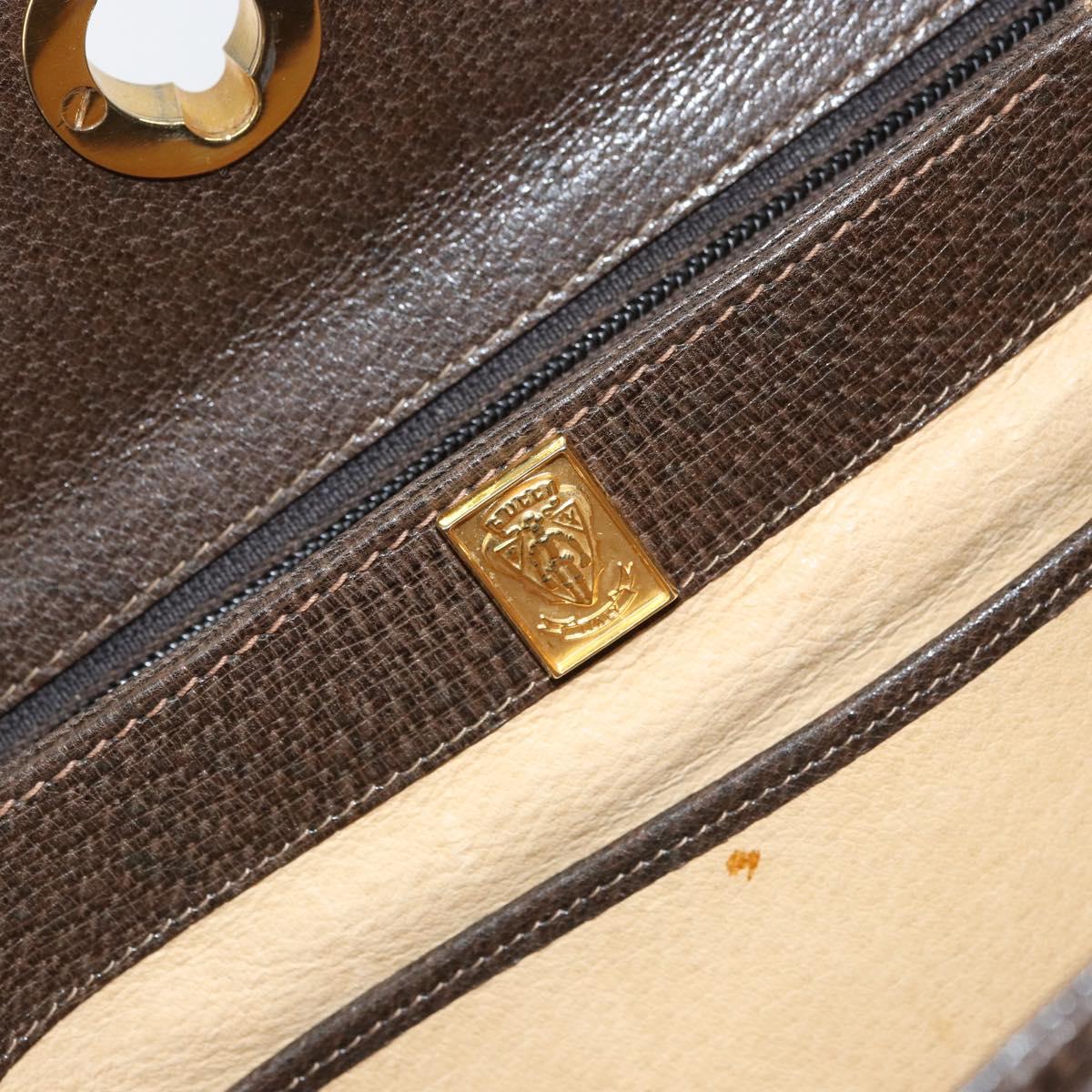 GUCCI Hand Bag Leather Brown Gold 001 085 1368 Auth 164477