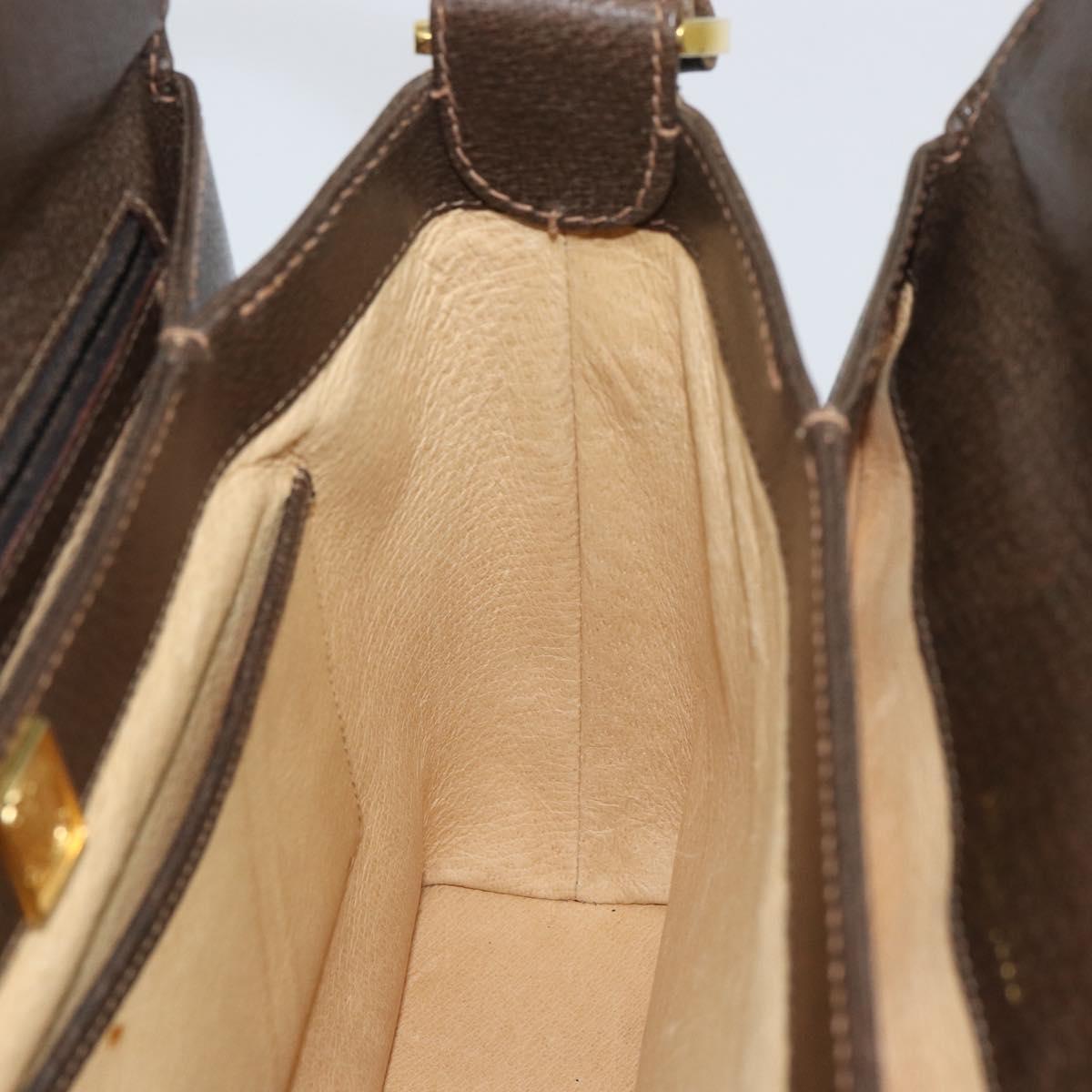 GUCCI Hand Bag Leather Brown Gold 001 085 1368 Auth 164477
