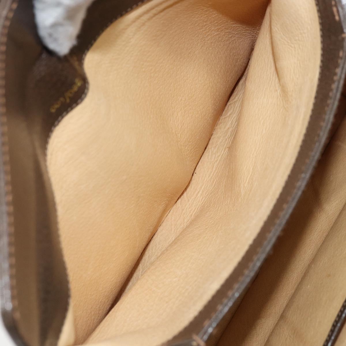 GUCCI Hand Bag Leather Brown Gold 001 085 1368 Auth 164477