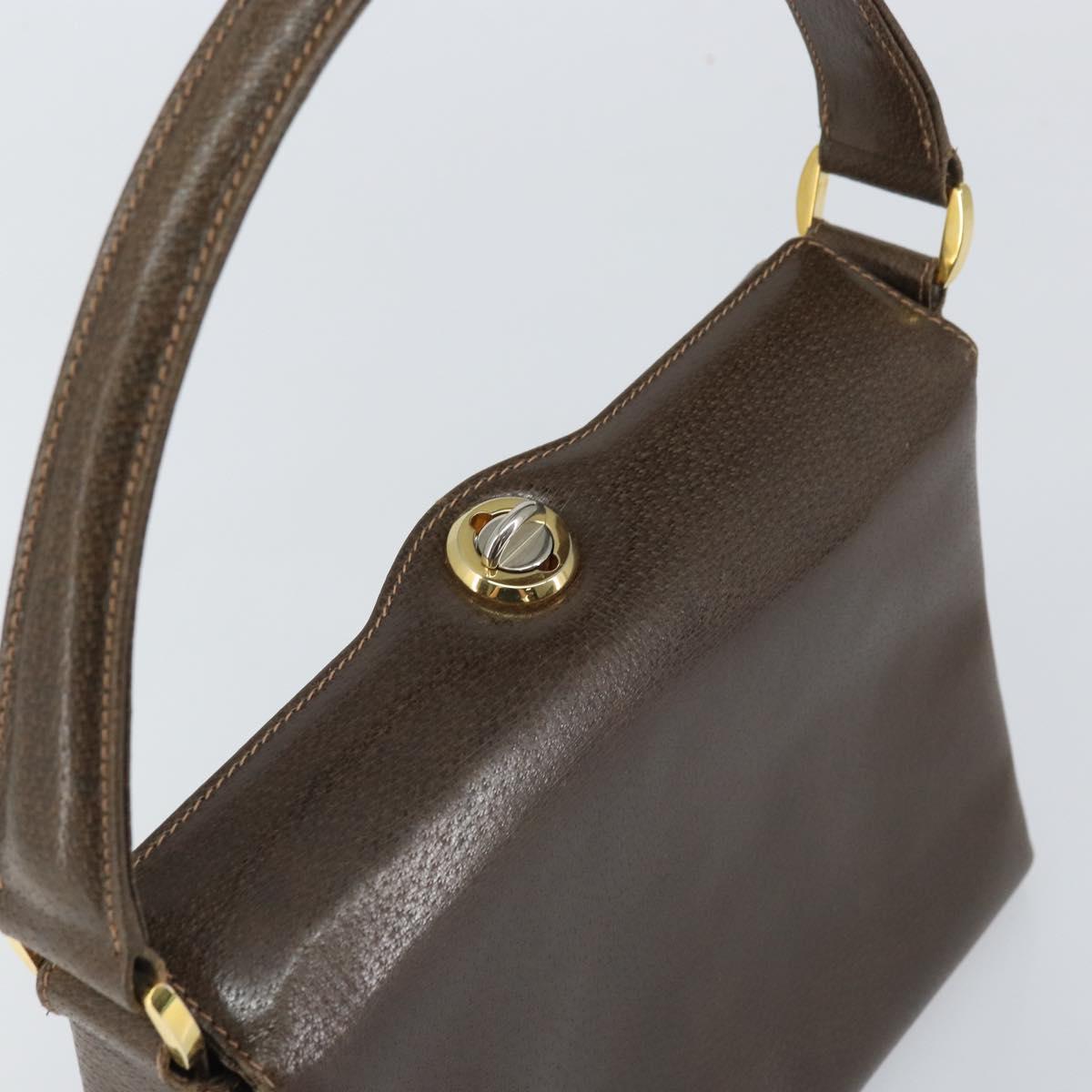 GUCCI Hand Bag Leather Brown Gold 001 085 1368 Auth 164477