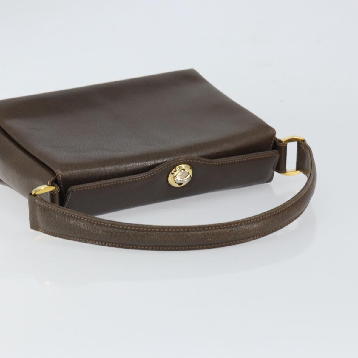 GUCCI Hand Bag Leather Brown Gold 001 085 1368 Auth 164477