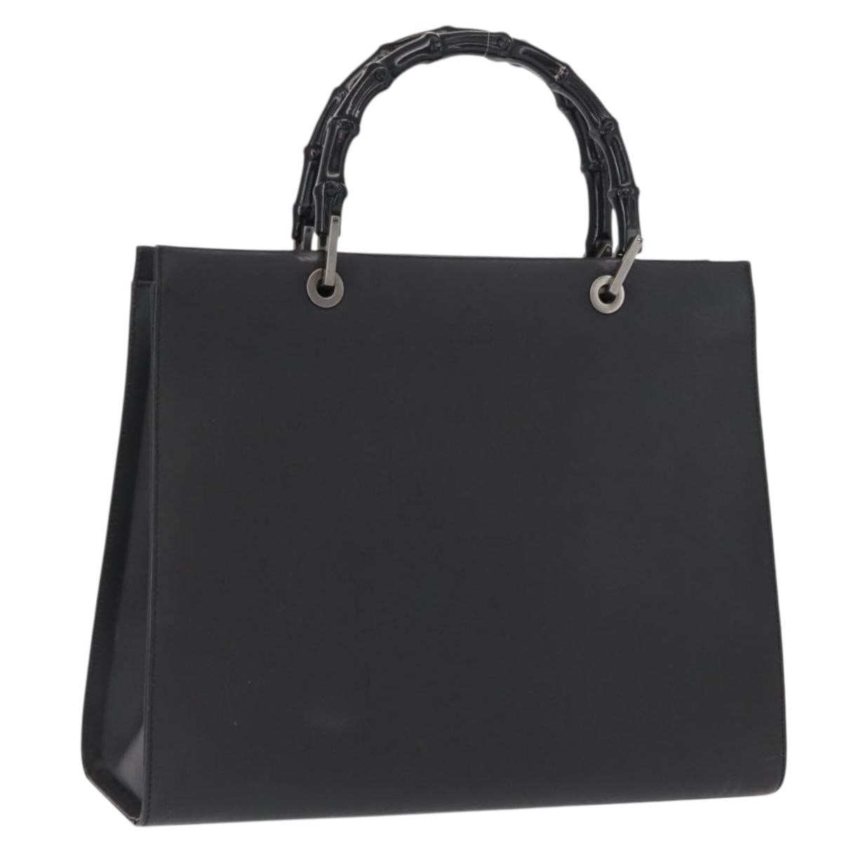 GUCCI Bamboo Hand Bag Leather Black 002 1010 Auth 164479