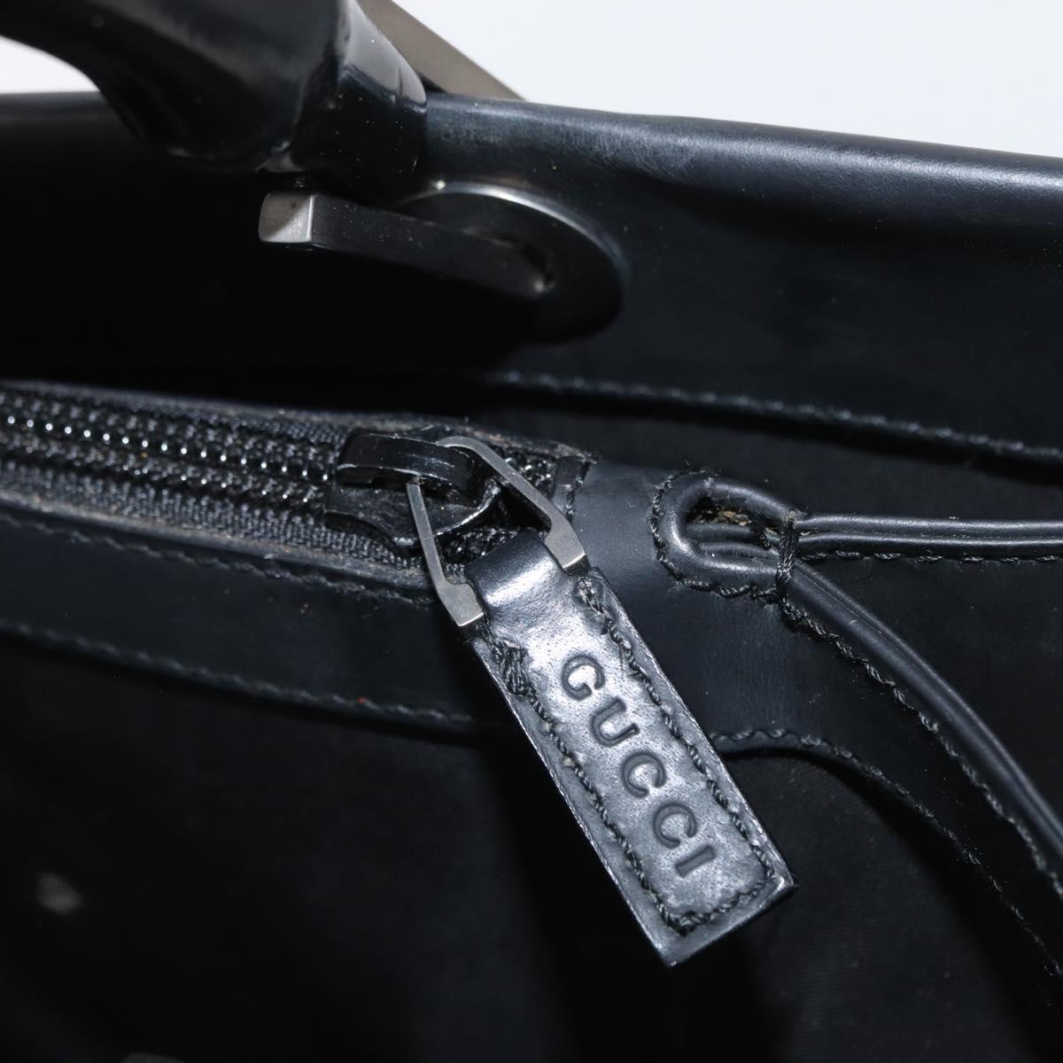 GUCCI Bamboo Hand Bag Leather Black 002 1010 Auth 164479