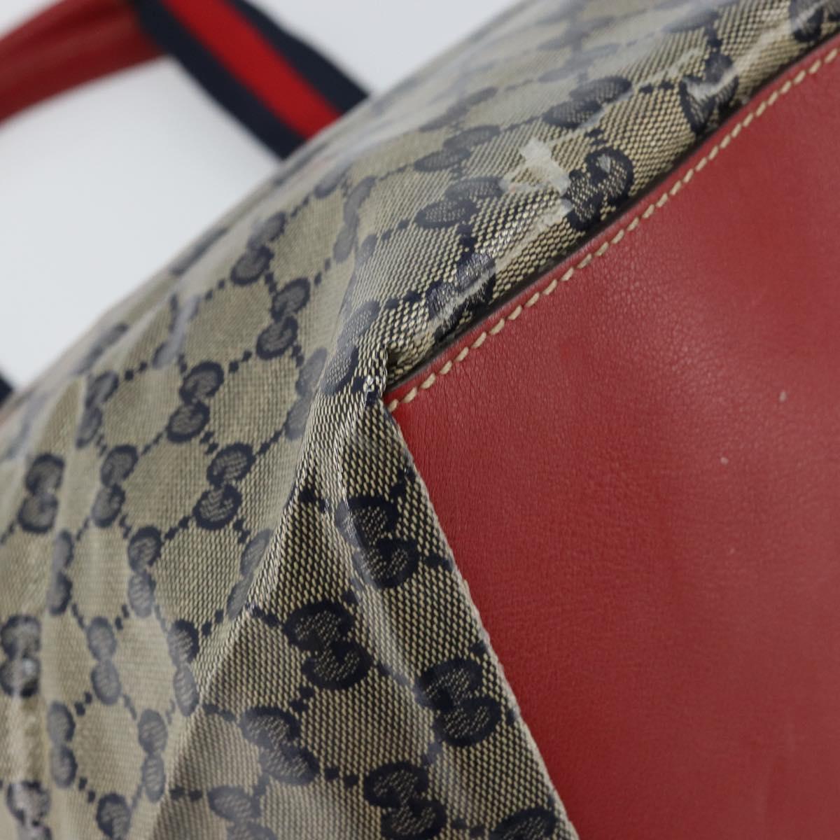 GUCCI GG Crystal Sherry Line Tote Bag Coated Canvas Navy Gold 131231 Auth 164487