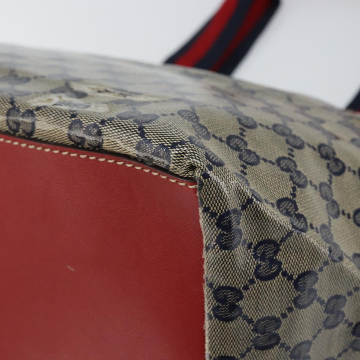 GUCCI GG Crystal Sherry Line Tote Bag Coated Canvas Navy Gold 131231 Auth 164487