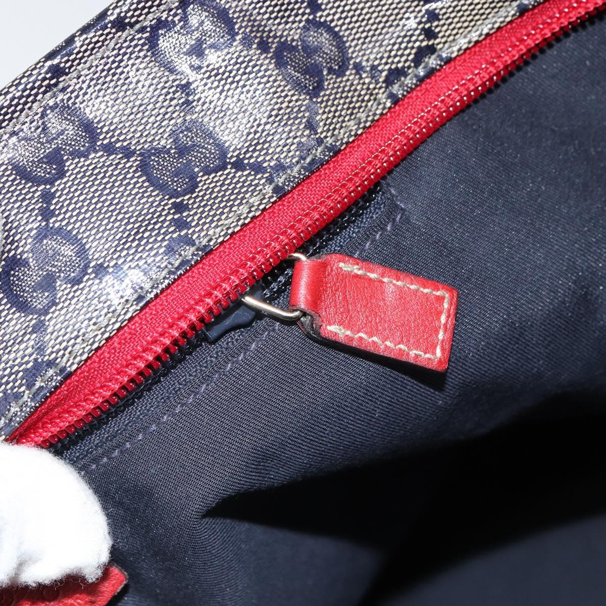 GUCCI GG Crystal Sherry Line Tote Bag Coated Canvas Navy Gold 131231 Auth 164487