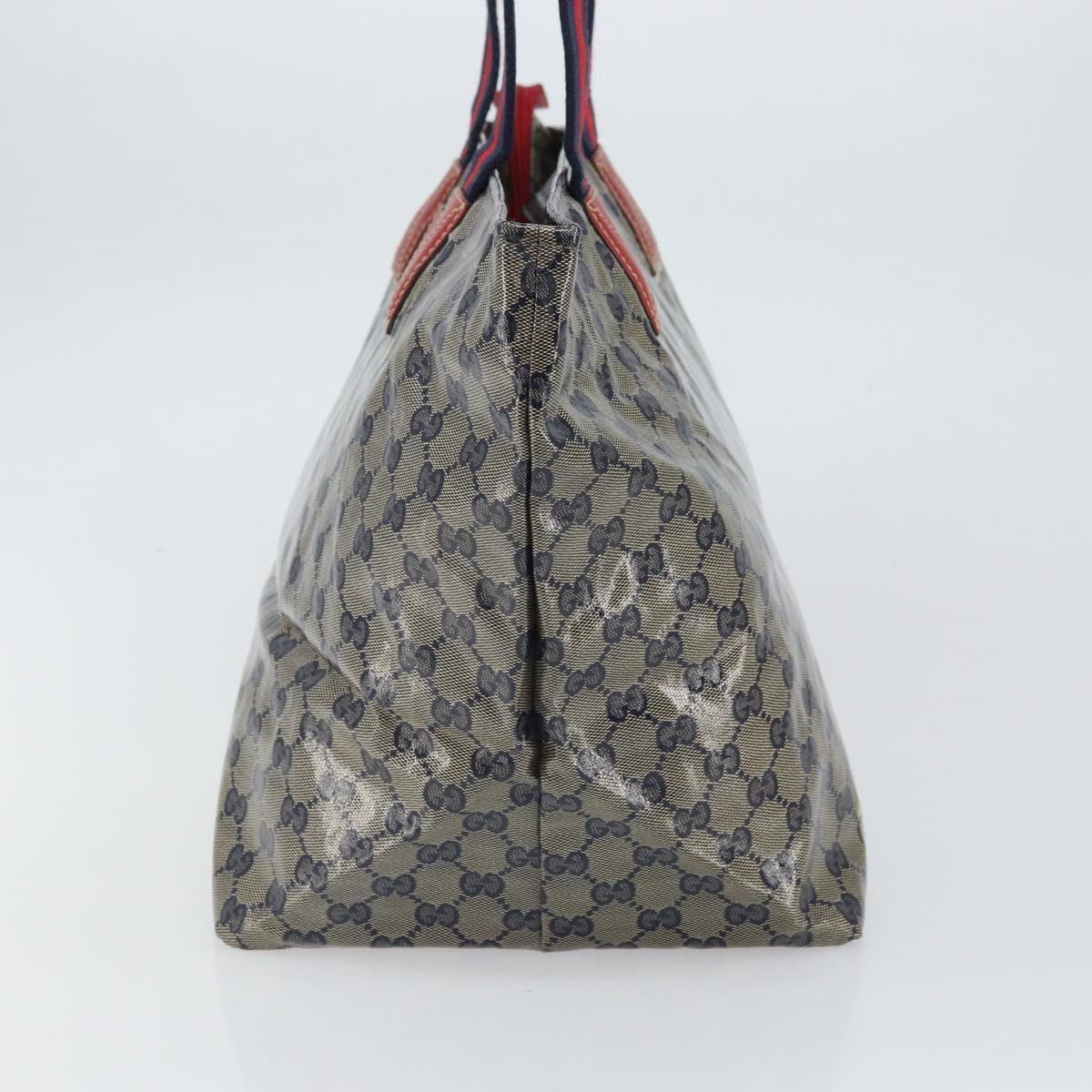GUCCI GG Crystal Sherry Line Tote Bag Coated Canvas Navy Gold 131231 Auth 164487