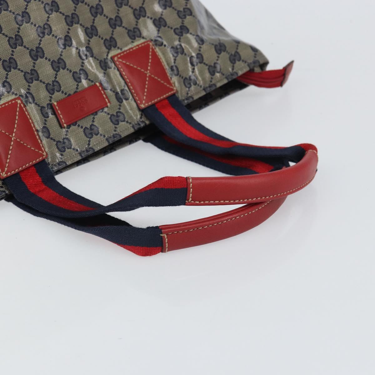 GUCCI GG Crystal Sherry Line Tote Bag Coated Canvas Navy Gold 131231 Auth 164487