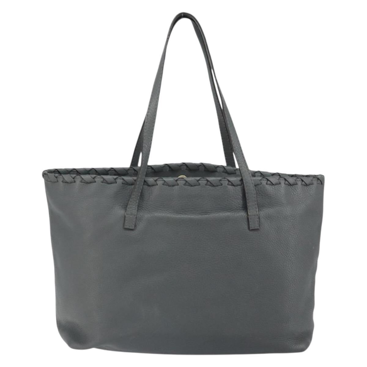 GUCCI Tote Bag Leather Outlet Gray Silver 354665 Auth 164491