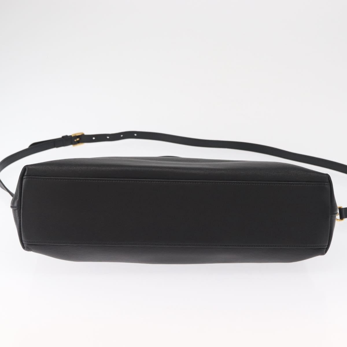 GUCCI Shoulder Bag Leather Black Gold 630595 Auth 164492