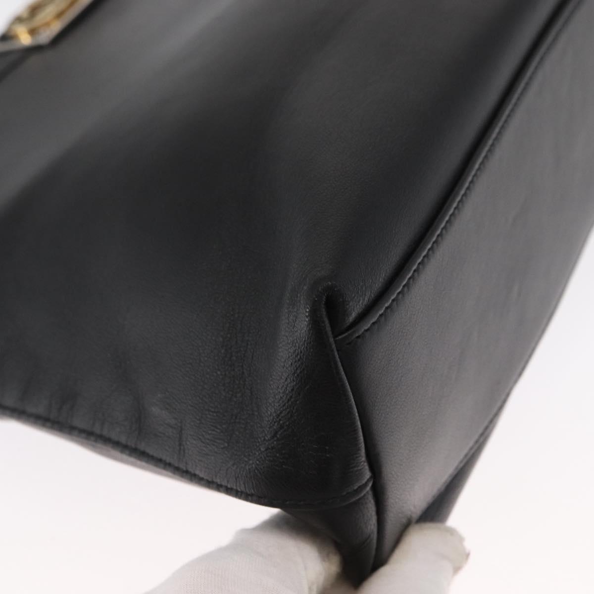 GUCCI Shoulder Bag Leather Black Gold 630595 Auth 164492