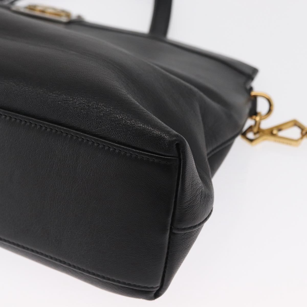 GUCCI Shoulder Bag Leather Black Gold 630595 Auth 164492