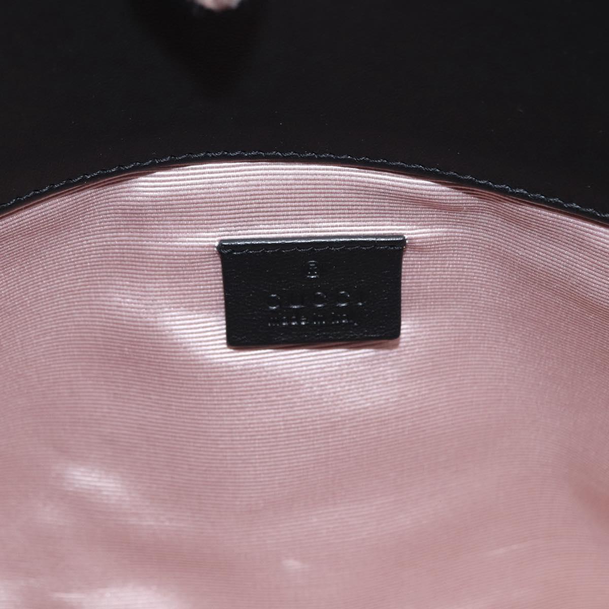 GUCCI Shoulder Bag Leather Black Gold 630595 Auth 164492