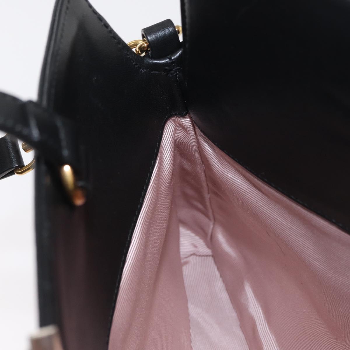 GUCCI Shoulder Bag Leather Black Gold 630595 Auth 164492