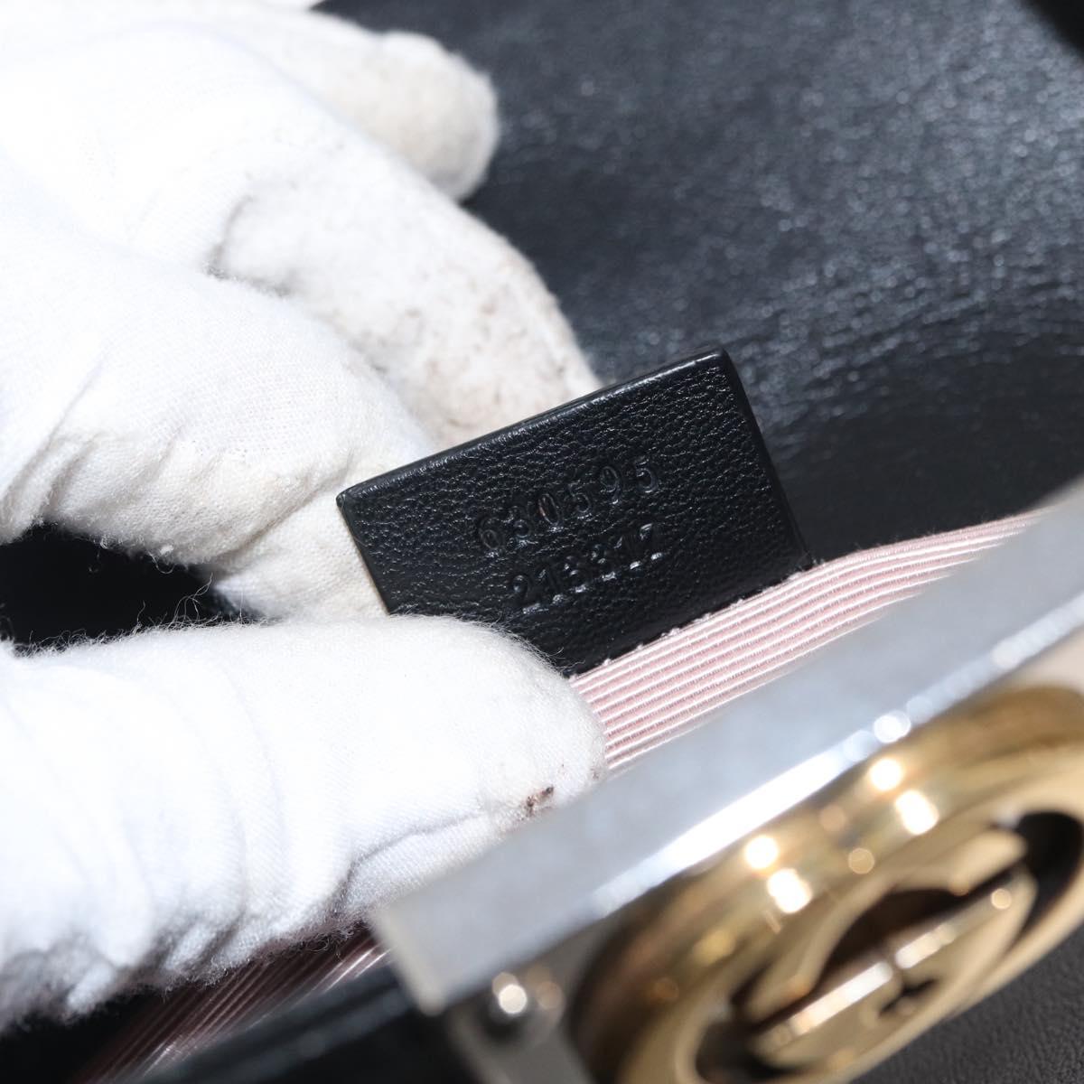 GUCCI Shoulder Bag Leather Black Gold 630595 Auth 164492