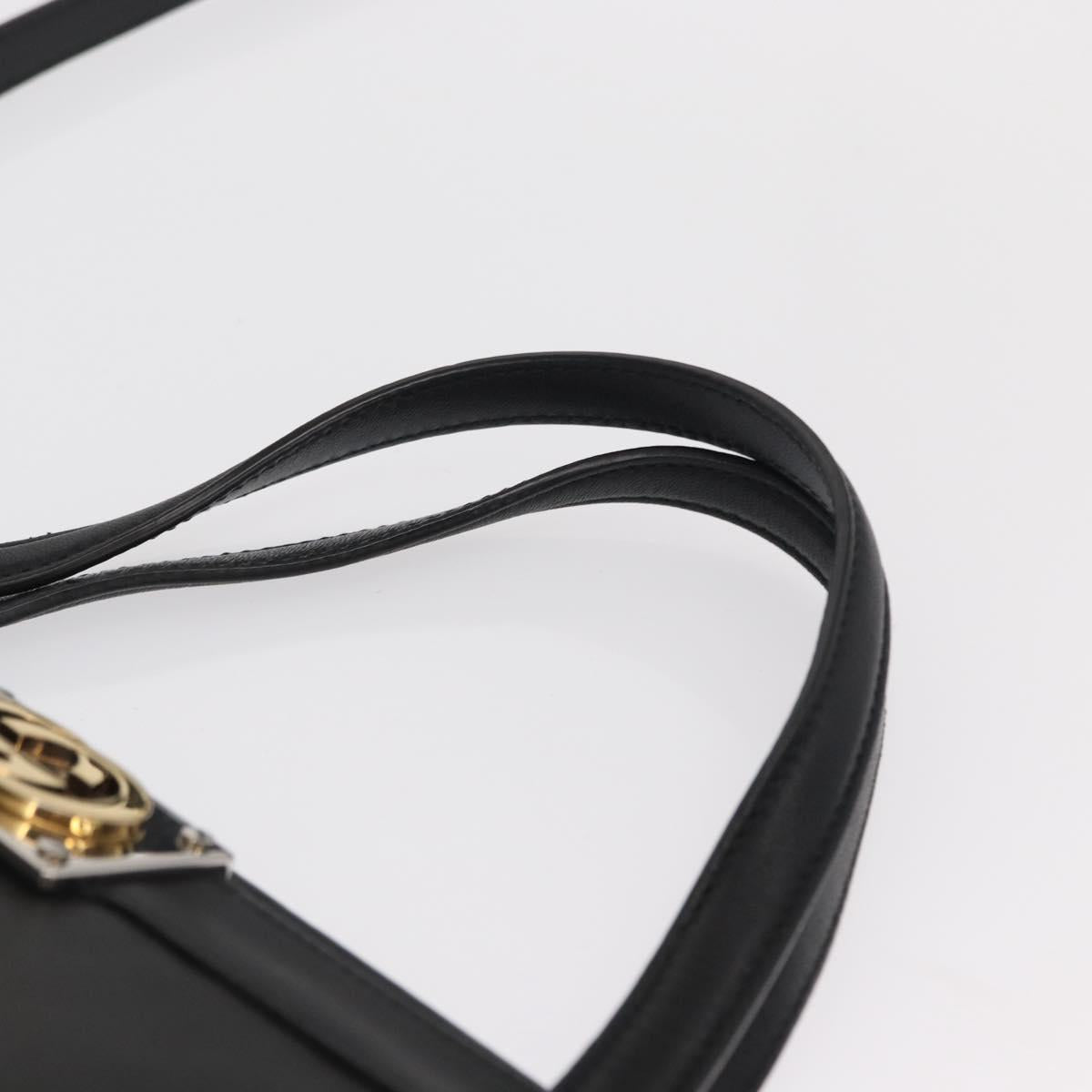 GUCCI Shoulder Bag Leather Black Gold 630595 Auth 164492