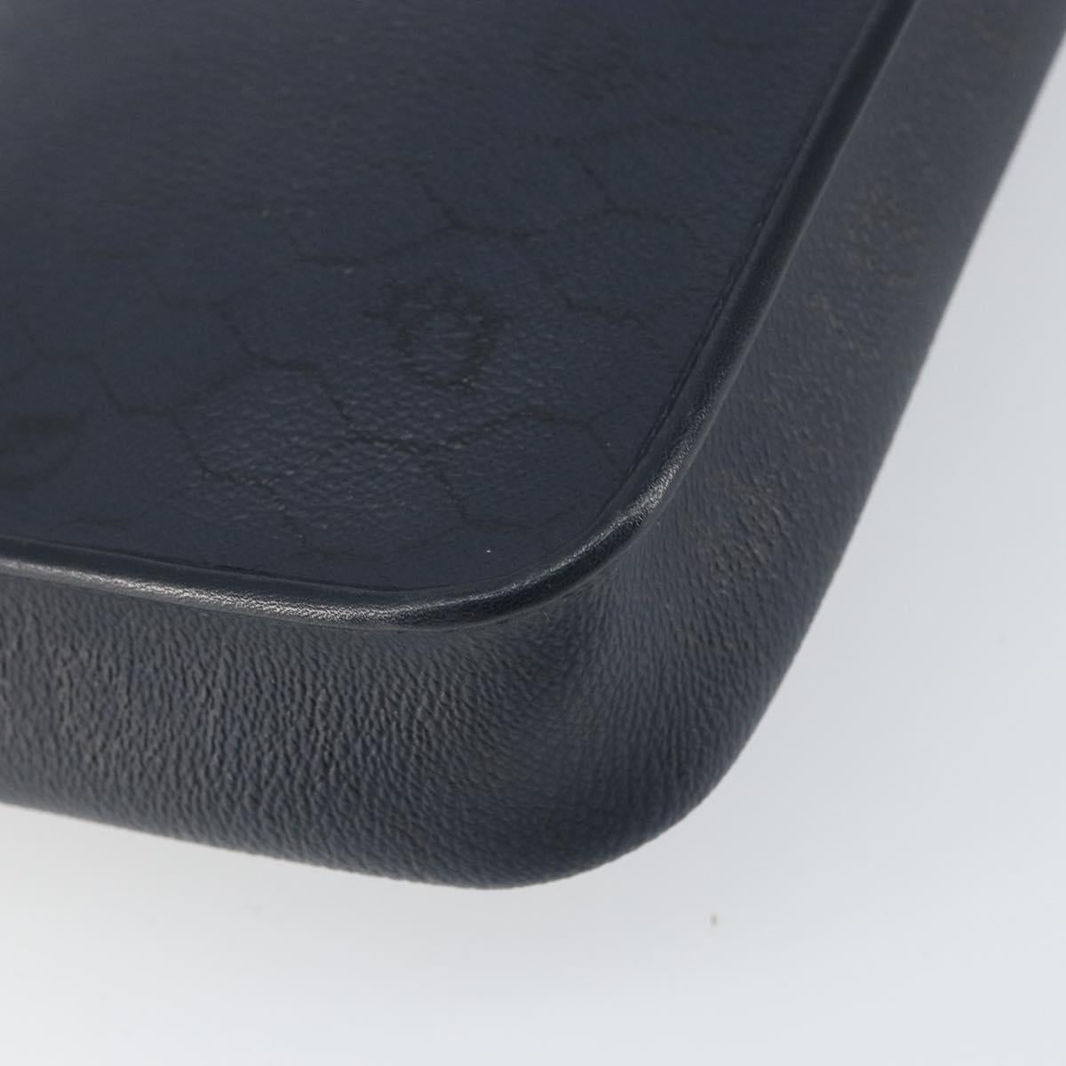 Christian Dior Honeycomb Canvas Shoulder Bag PVC Navy Gold Auth 164499