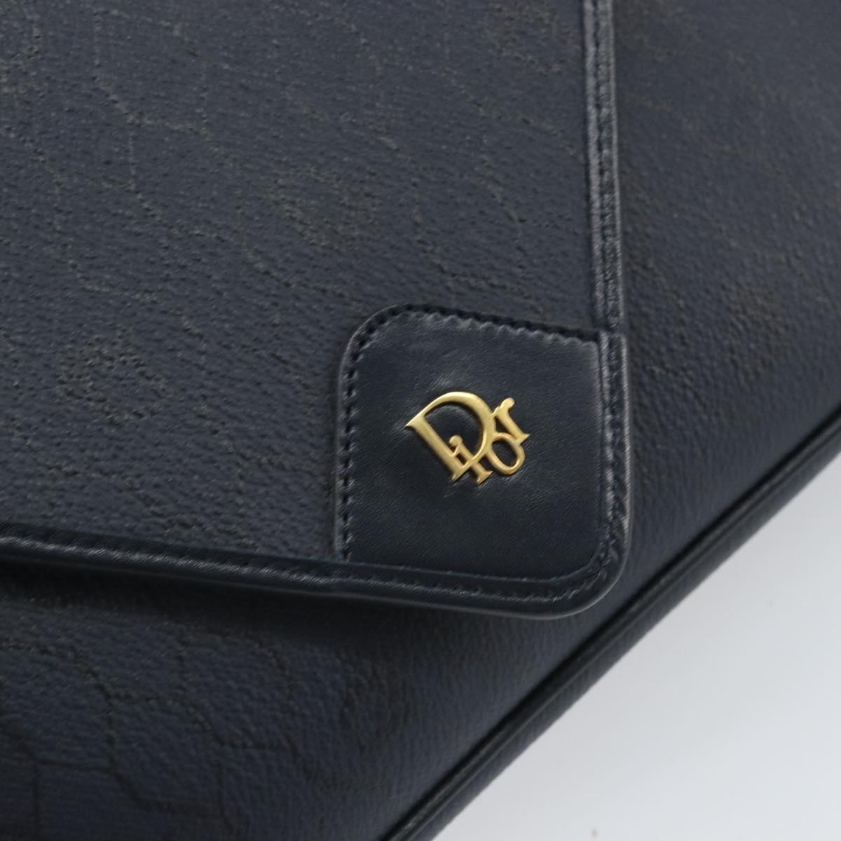 Christian Dior Honeycomb Canvas Shoulder Bag PVC Navy Gold Auth 164499