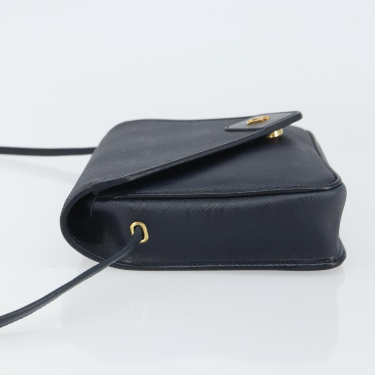 Christian Dior Honeycomb Canvas Shoulder Bag PVC Navy Gold Auth 164499