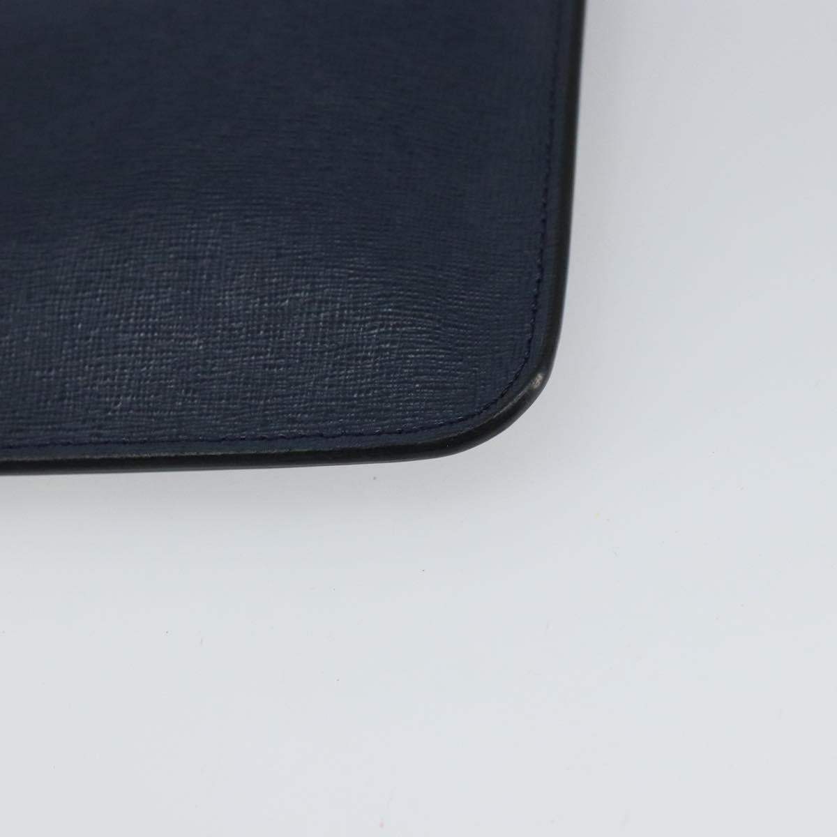 FENDI monster Clutch Bag Leather Blue Black Auth 164500