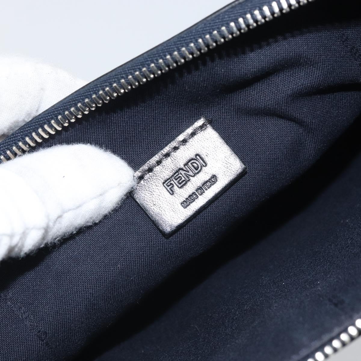 FENDI monster Clutch Bag Leather Blue Black Auth 164500