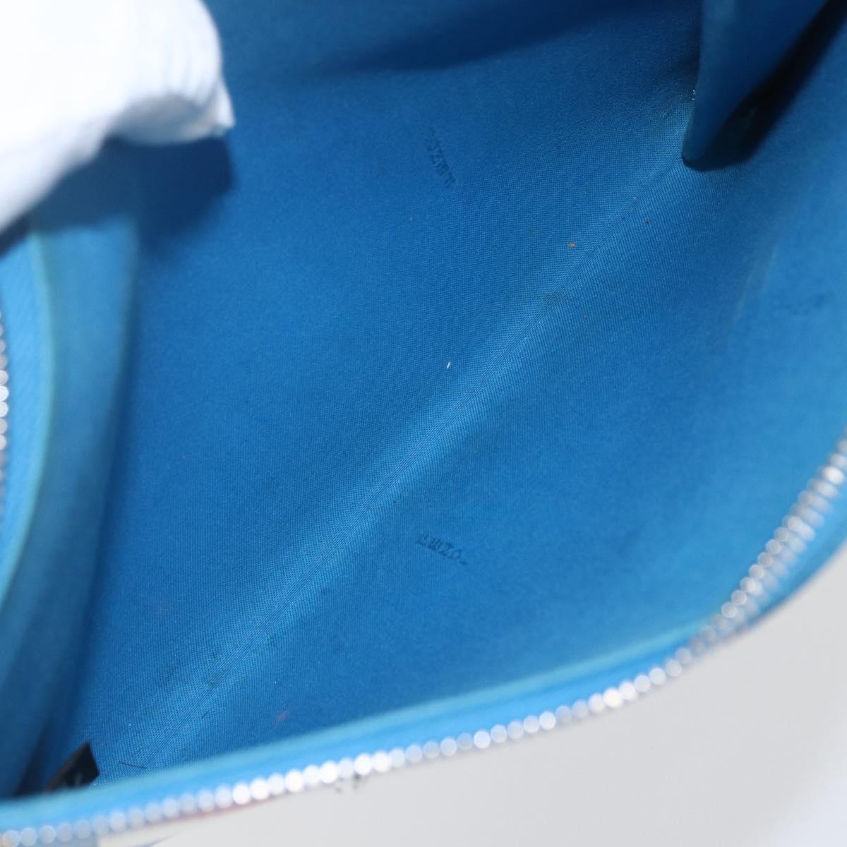 FENDI monster Clutch Bag Leather Blue Auth 164501