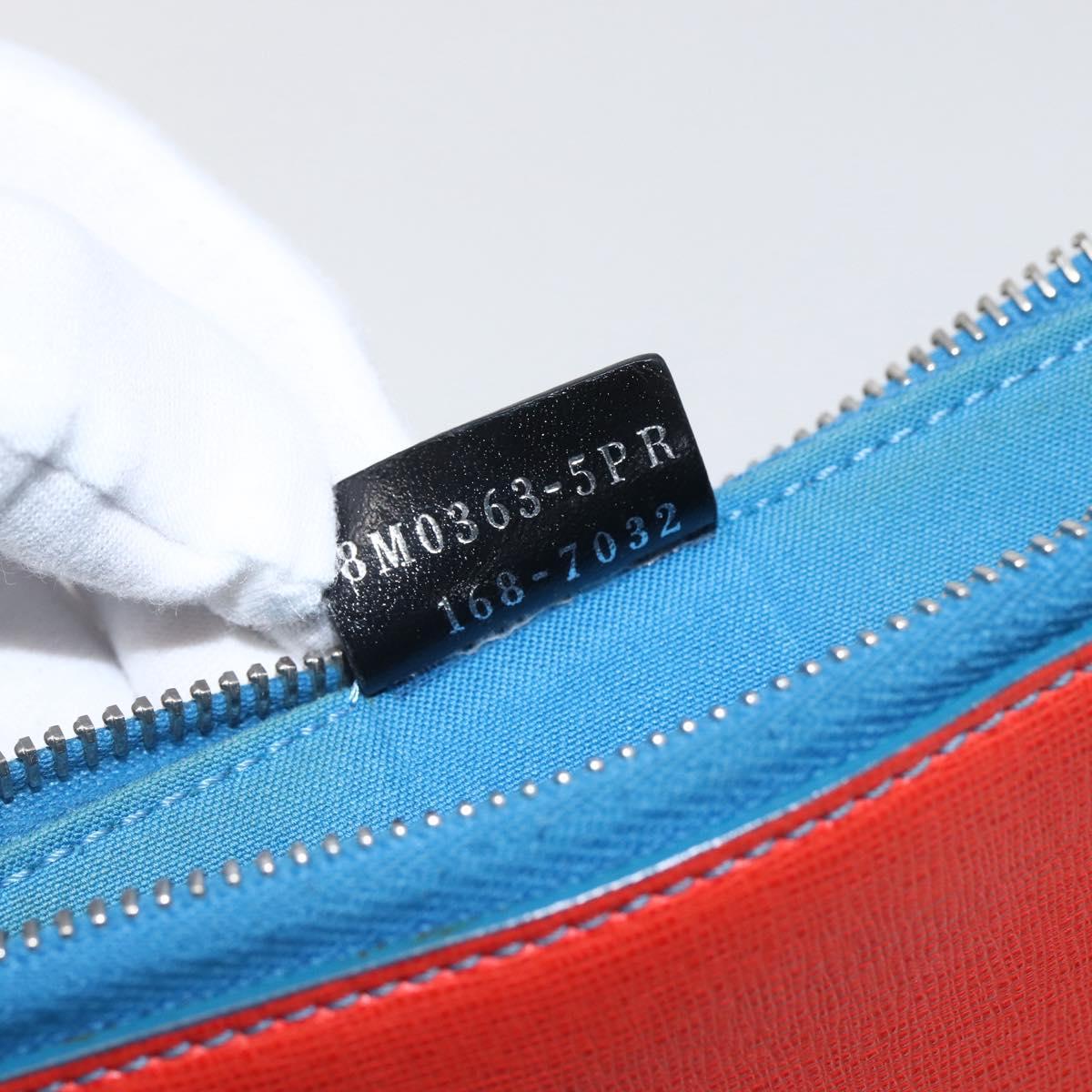 FENDI monster Clutch Bag Leather Blue Auth 164501