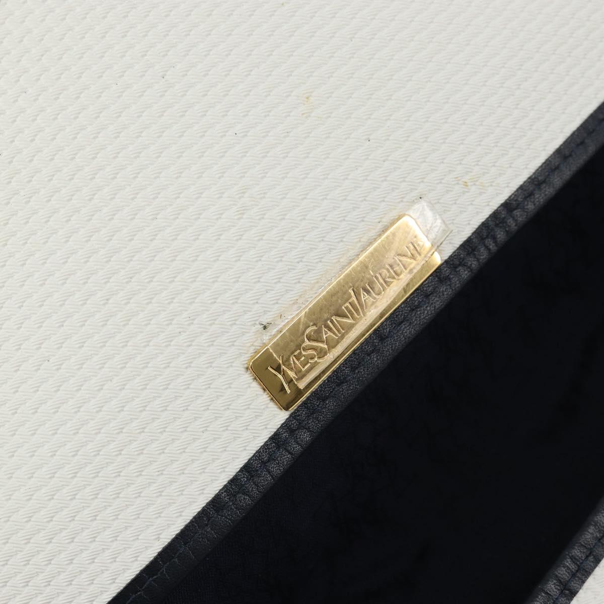 SAINT LAURENT Shoulder Bag PVC White Gold Auth 164505