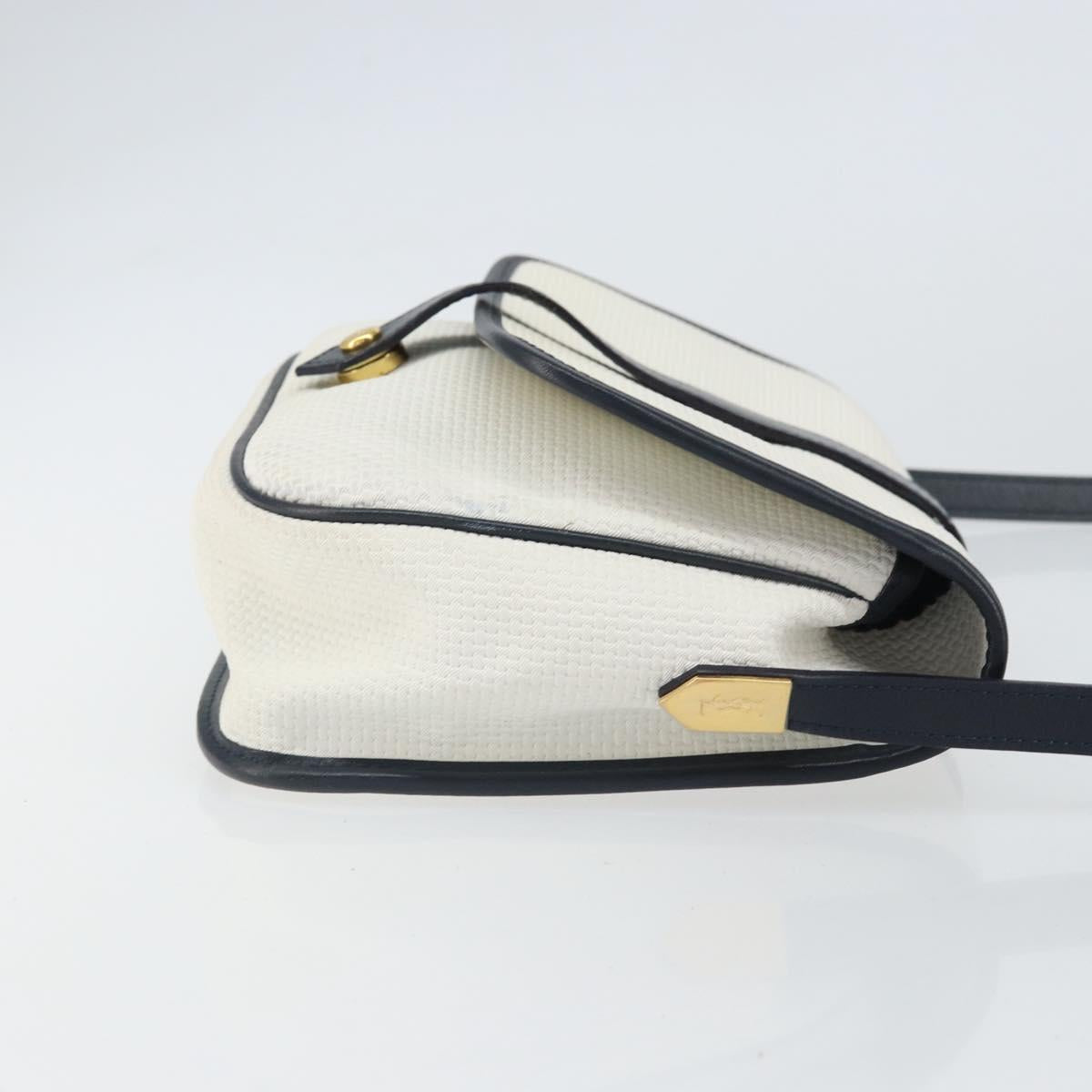 SAINT LAURENT Shoulder Bag PVC White Gold Auth 164505