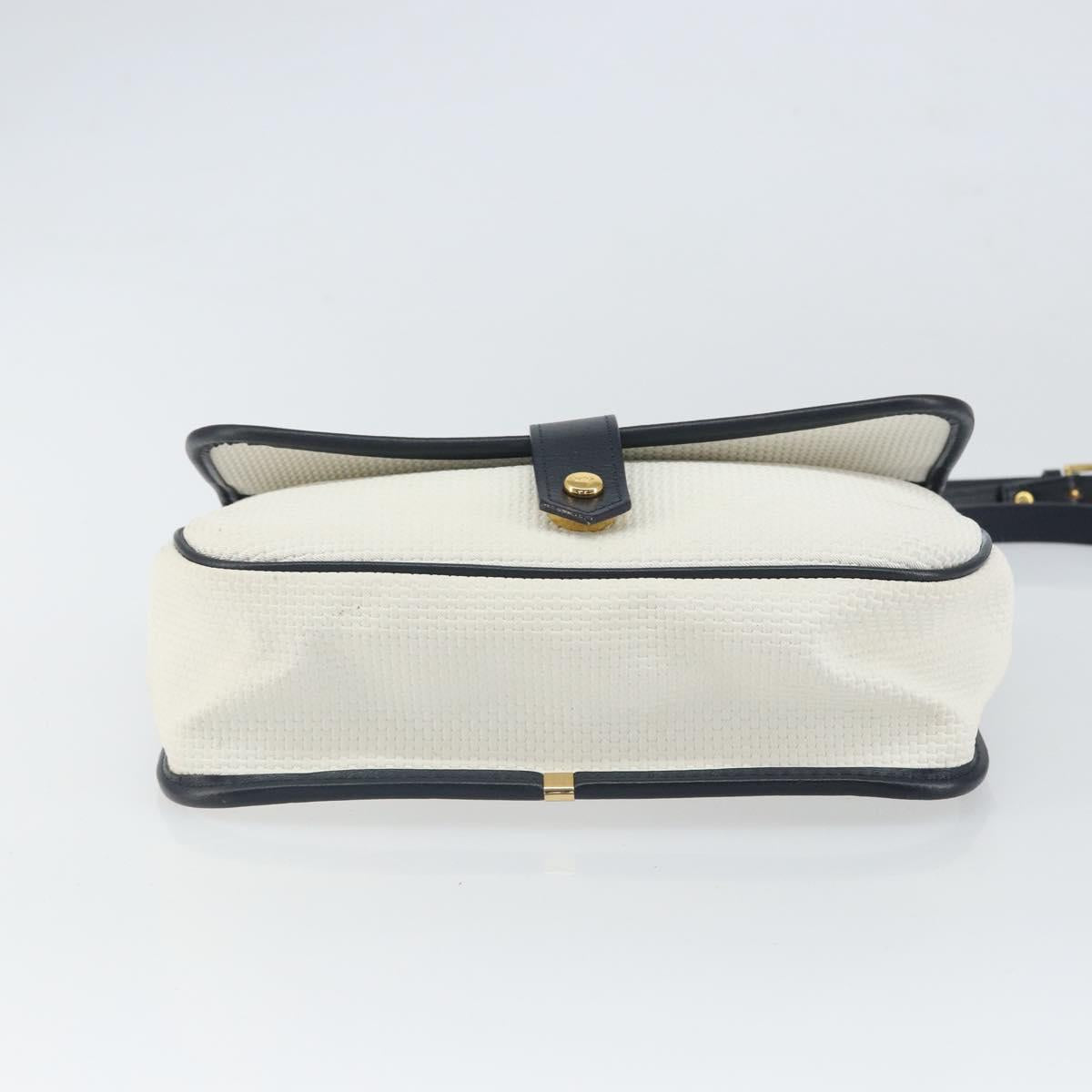 SAINT LAURENT Shoulder Bag PVC White Gold Auth 164505